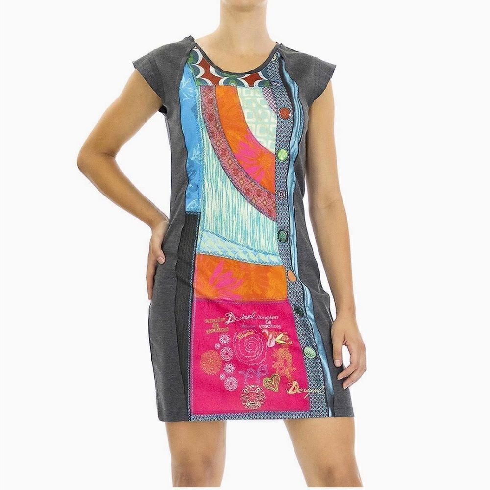 Desigual Patchwork Multicolor Front Sheath Cap Sl… - image 2